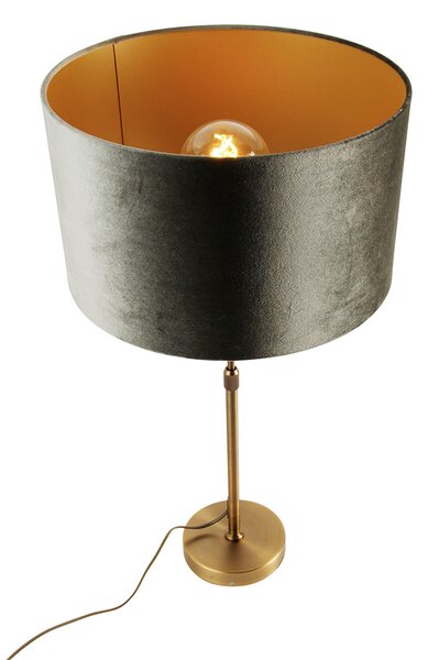 Lampa stołowa brązowa z zielonym aksamitnym abażurem 35 cm - Parte
