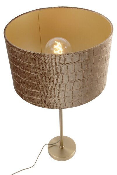 Lampa stołowa brązowa z aksamitnym abażurem Crocodile 35 cm - Parte