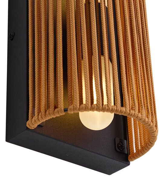 Lampa ścienna Japandi pomarańczowa z czarną liną IP44 - Jayla