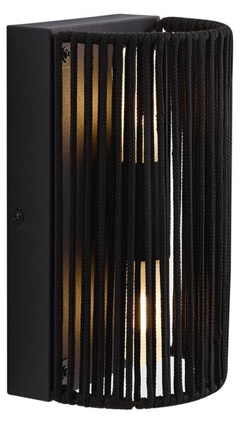 Lampa ścienna Japandi czarna z liną IP44 - Jayla