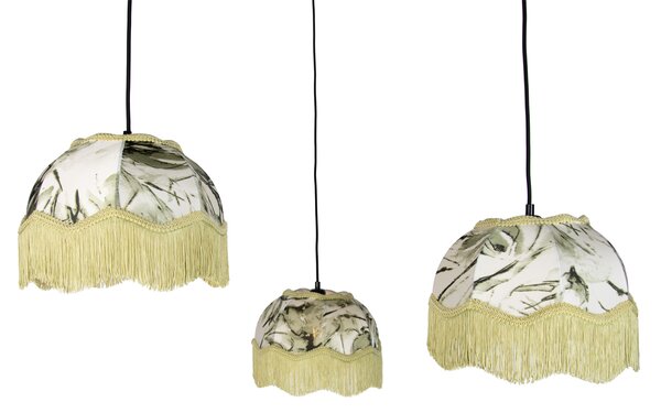 Lampa wisząca czarna z kloszem w liście i białym wnętrzem 31,5 3-źródła światła - Cava