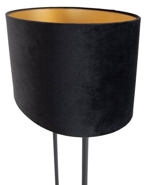 Lampa stołowa czarna z czarnym owalnym kloszem 35 cm - Thijmen
