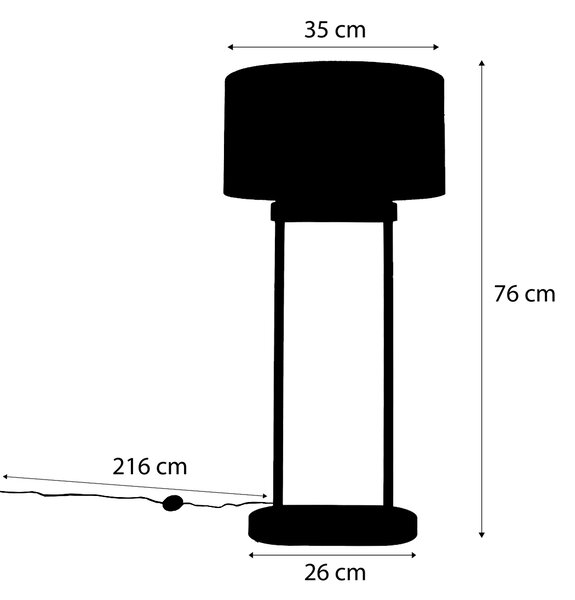 Mosiężna lampa podłogowa z owalnym abażurem z motywem liści i złotym wnętrzem 35 cm - Thijmen