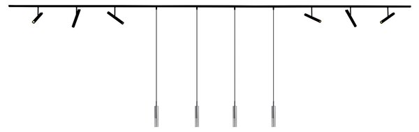 Nowoczesny system szynowy czarny z 6 reflektorami i 4 lampami wiszącymi czarny 1-fazowy - Slimline Avery Loyce