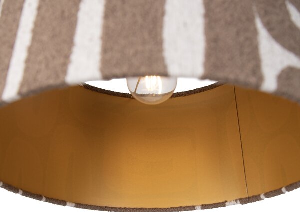 Lampa wisząca czarna z brązowo-beżowym kloszem 35 cm 3-punktowa - Cava