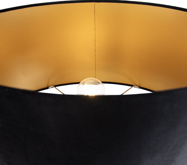 Lampa podłogowa czarna z czarnym owalnym abażurem 50 cm - Thijmen