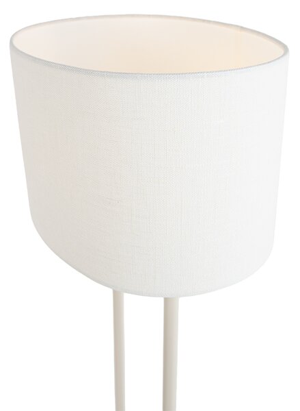Lampa podłogowa beżowa z owalnym białym lnianym abażurem 35 cm - Thijmen
