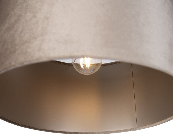 Lampa wisząca czarna z abażurem taupe 35 cm 3-punktowa - Cava