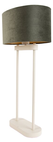 Lampa stołowa beżowa z zielonym owalnym kloszem i złotym wnętrzem 35 cm - Thijmen