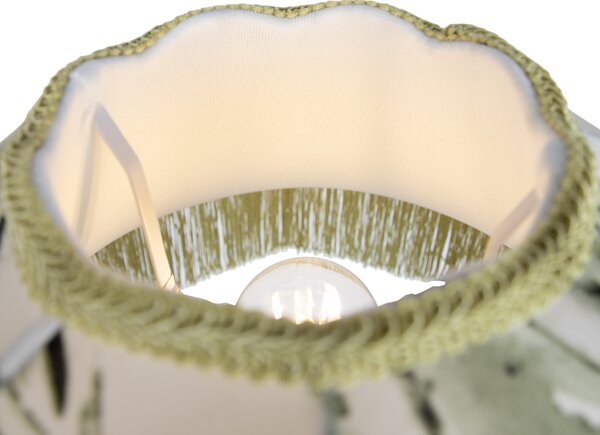 Lampa podłogowa czarna z kwiatowym abażurem i białym wnętrzem 45 cm - Classico
