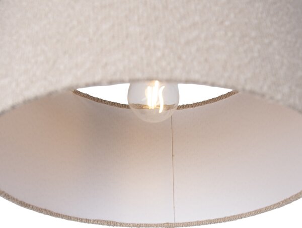 Lampa wisząca czarna z beżową tkaniną typu teddy 35 cm 3-źródła światła - Cava