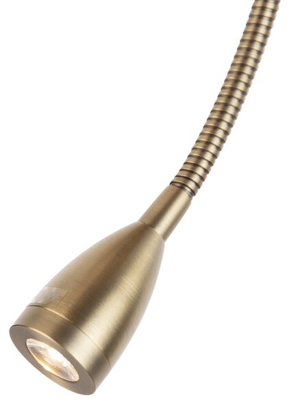 Lampa ścienna brązowa z elastycznym ramieniem i pomarańczowym kloszem ze złotym wnętrzem 18 cm - Brescia Combi