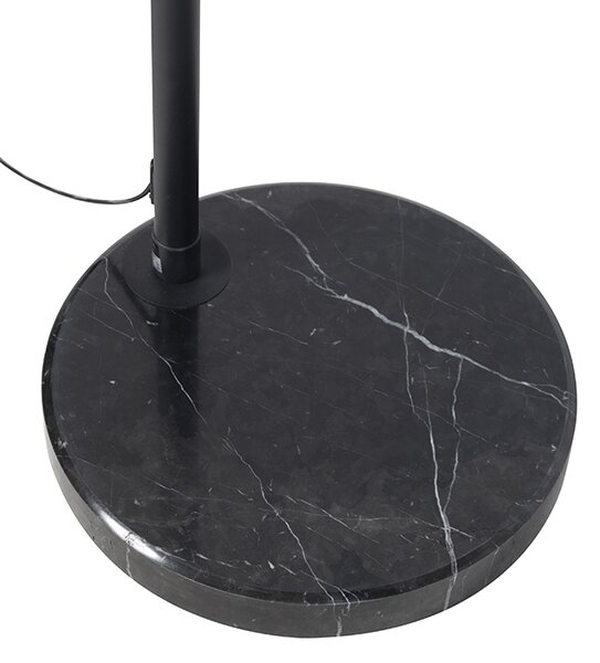 Lampa podłogowa czarna z brązowo-beżowym abażurem w paski 50 cm - XXL