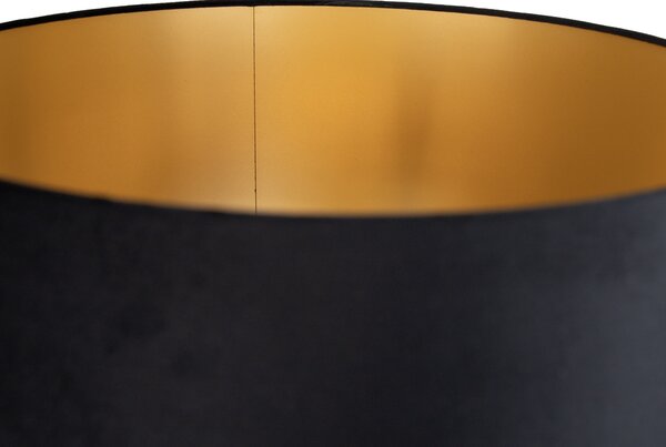 Lampa podłogowa złota z czarnym kloszem i złotym wnętrzem 50 cm - Linden
