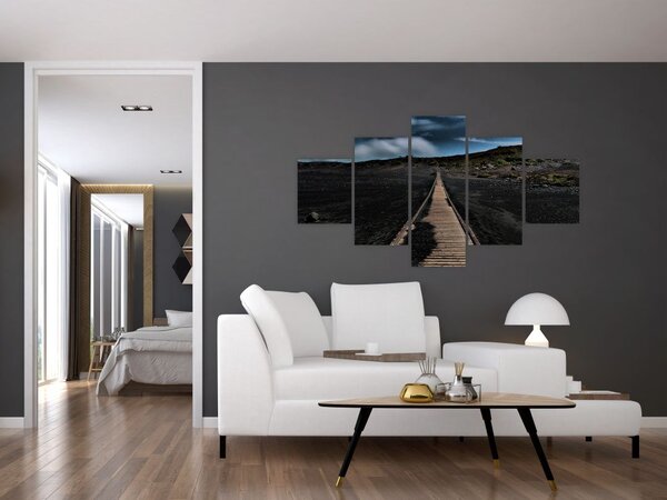 Obraz drewnianej ścieżki o zmierzchu (125x70 cm)