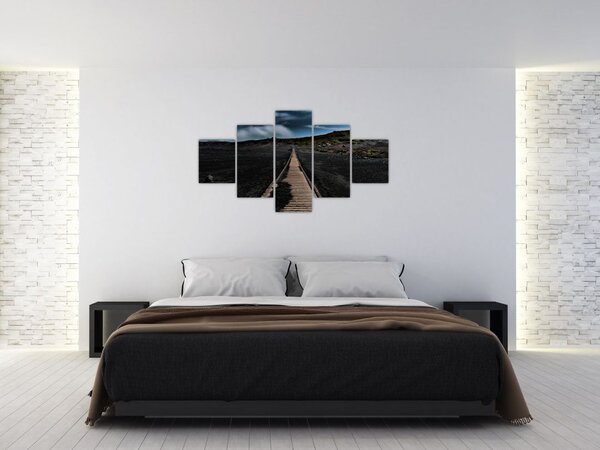 Obraz drewnianej ścieżki o zmierzchu (125x70 cm)