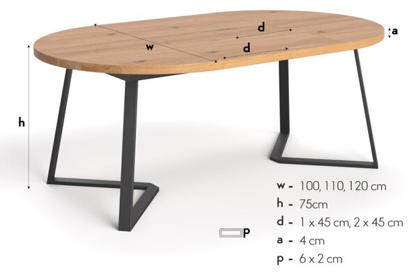 Stół okrągły rozkładany Axis z dostawkami Buk 100 cm Jedna dostawka 45 cm