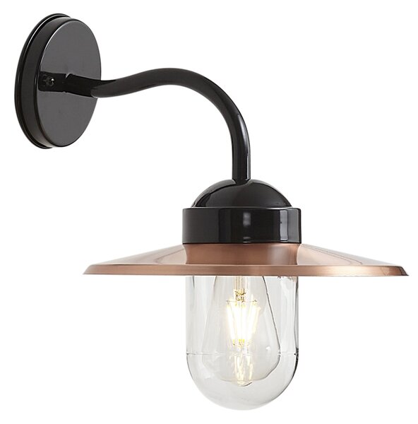 Nowoczesna lampa ścienna zewnętrzna czarna z miedzią IP44 - Kansas