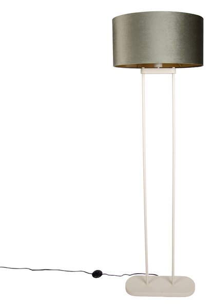 Lampa podłogowa beżowa z zielonym owalnym kloszem i złotym wnętrzem 50 cm - Thijmen