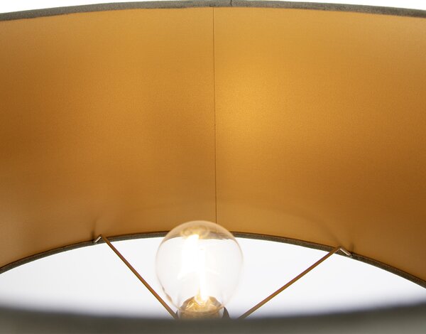 Lampa podłogowa beżowa z zielonym owalnym kloszem i złotym wnętrzem 50 cm - Thijmen
