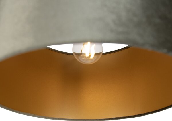 Lampa wisząca czarna z wtyczką i zielonym kloszem ze złotym wnętrzem 35 cm - Cavalux