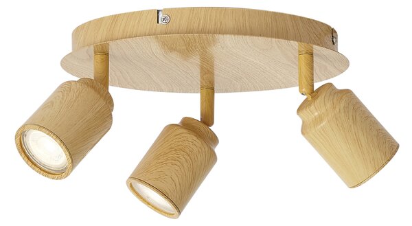 Lampa sufitowa Japandi z jasnego drewna z regulowanymi spotami 3-punktowa IP44 - Ducha
