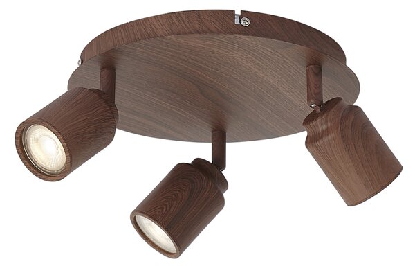 Lampa sufitowa Japandi z ciemnego drewna z regulowanymi spotami 3-punktowa IP44 - Ducha