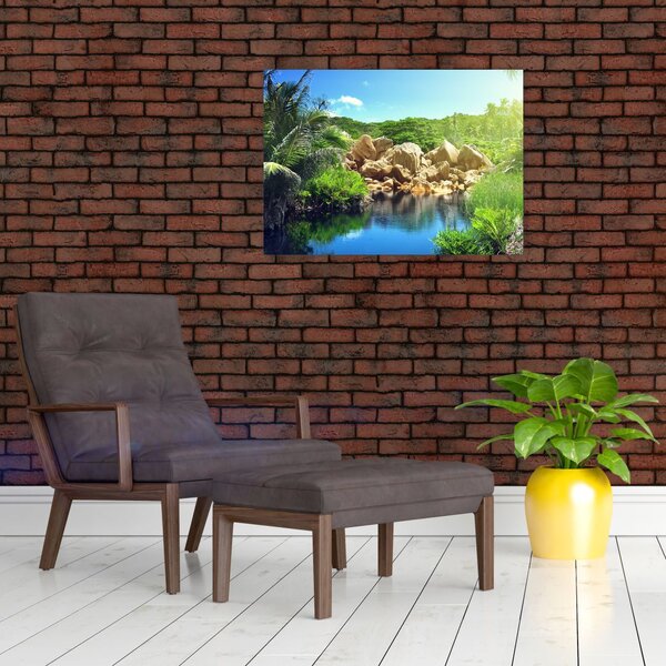 Obraz jeziora w dżungli Seszeli (70x50 cm)