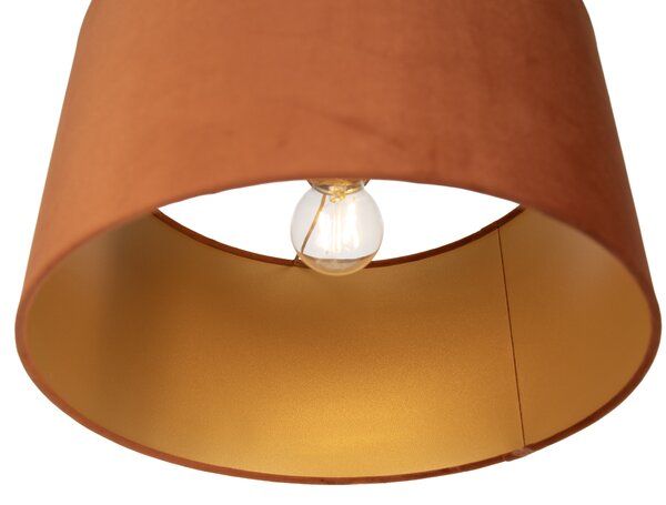 Lampa wisząca czarna z wtyczką i pomarańczowym kloszem ze złotym wnętrzem 35 cm - Cavalux