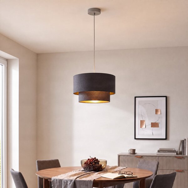 Lampa Wisząca Duolla, Boho, szary, sypialnia, tkanina | tekstylia, młodzieżowy