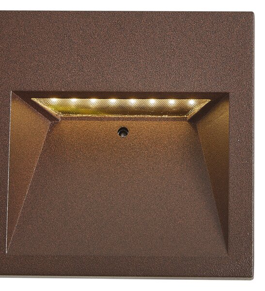 Nowoczesny kinkiet rdzawobrązowy kwadratowy z LED IP54 - Gem