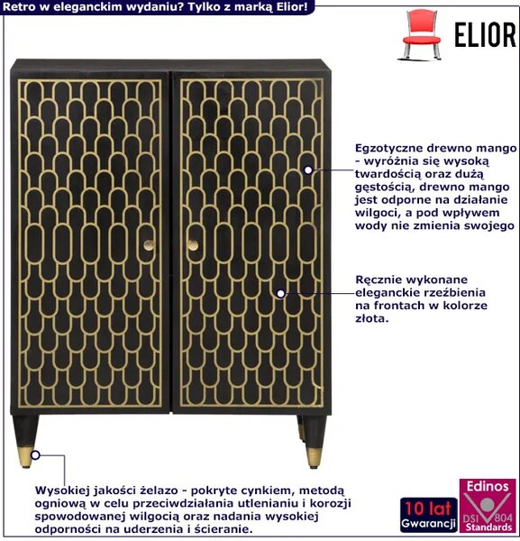 Czarna dwudrzwiowa szafka na nóżkach K4-H57