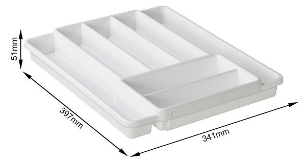 Biały plastikowy organizer na sztućce do szuflady 39,7 x 34 cm Domino – Rotho