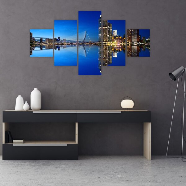 Zdjęcie - Rotterdam nocą (125x70 cm)