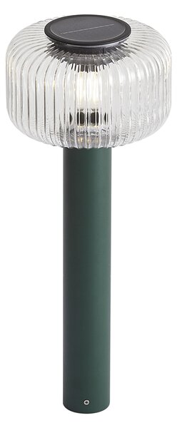 Nowoczesny słupek ogrodowy zielony z żebrowanym szkłem z LED Solar IP65 - Ribble Mushroom