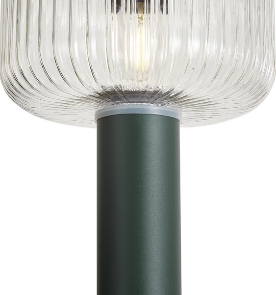 Nowoczesny słupek ogrodowy zielony z żebrowanym szkłem z LED Solar IP65 - Ribble Mushroom