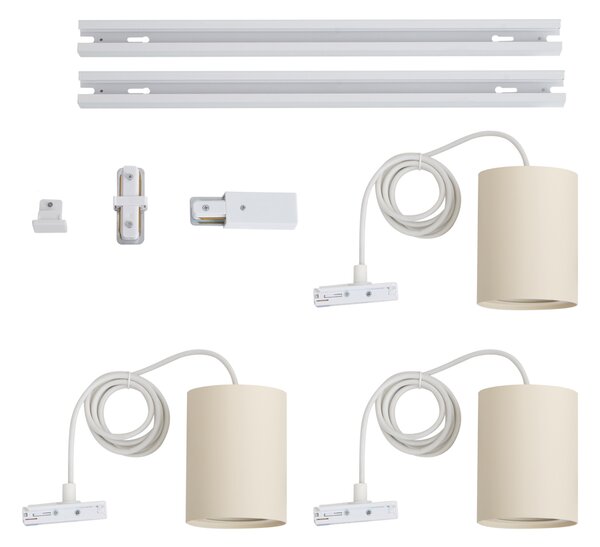 Nowoczesny system szynowy z 3 lampami wiszącymi biały z beżowym 1-fazowy - Iconic Holt