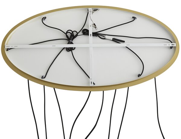 Lampa wisząca w stylu Hotel Chic mosiężna z niebiesko-zielonym szkłem 8-punktowa - Qara