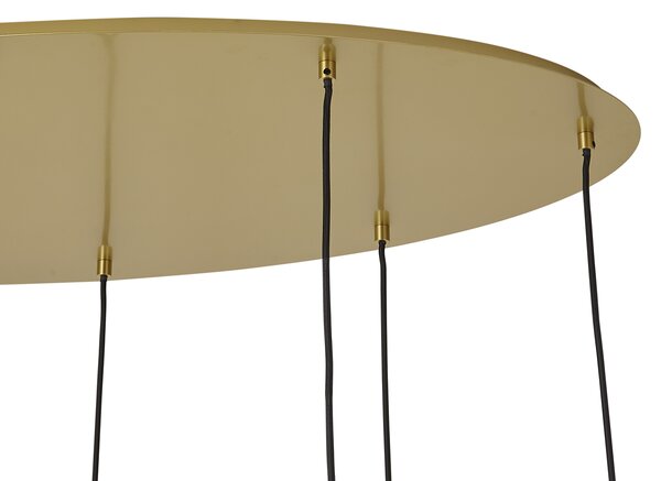 Lampa wisząca w stylu Hotel Chic mosiężna z niebiesko-zielonym szkłem 8-punktowa - Qara