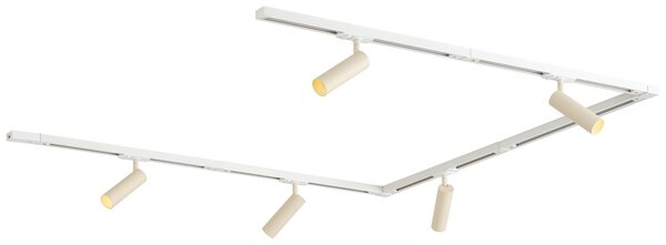 Nowoczesny system oświetlenia szynowego z 5 reflektorami biały z beżowym 1-fazowy GU10 35mm - Iconic Jeana Luxe