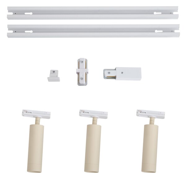 Nowoczesny system oświetlenia szynowego z 3 reflektorami, biały z beżowym, 1-fazowy GU10 35mm - Iconic Jeana Luxe