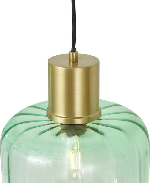 Lampa wisząca w stylu Hotel Chic mosiężna z niebiesko-zielonym szkłem 8-punktowa - Qara