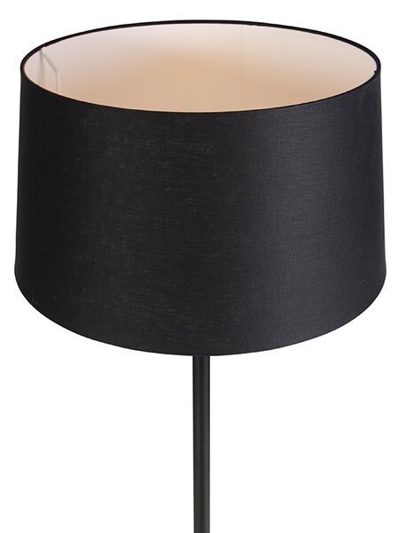 Lampa stojąca czarna z abażurem z lnu w kolorze czarnym 45 cm - Simplo
