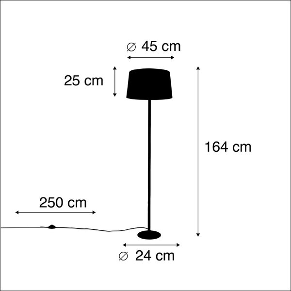 Lampa stojąca czarna z abażurem z lnu w kolorze czarnym 45 cm - Simplo