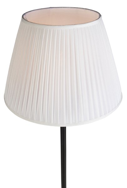 Nowoczesna lampa stojąca czarna z białym plisowanym abażurem 45 cm - Simplo