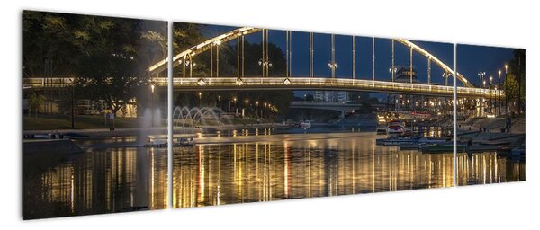 Obraz mostu z fontanną (170x50 cm)