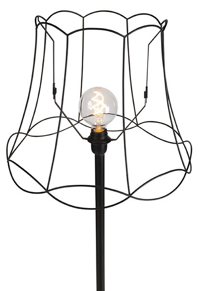 Czarna lampa stojąca z abażurem Granny Frame czarny 45 cm - Simplo