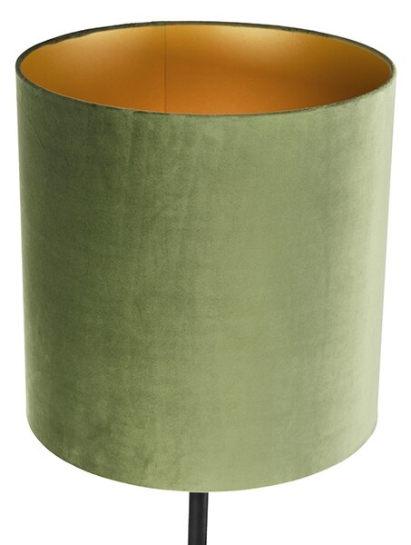 Lampa podłogowa botaniczna czarna z zielonym abażurem 40 cm - Simplo