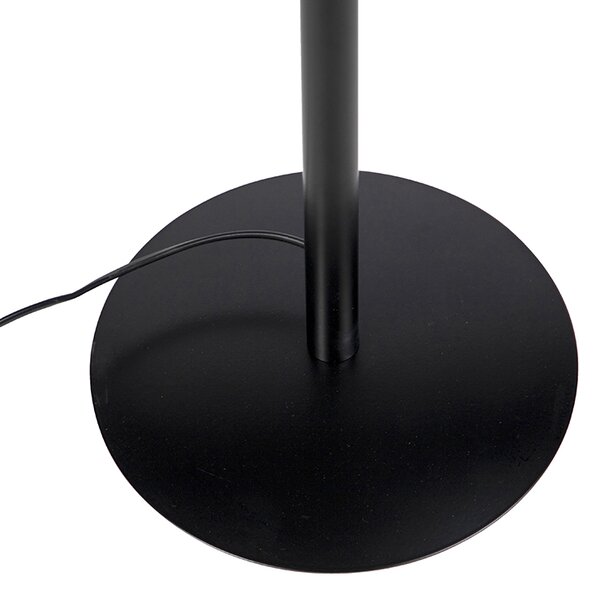 Lampa stojąca czarna z abażurem z weluru w kolorze pawia złoto 40 cm - Simplo