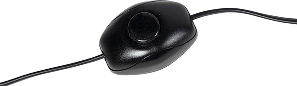Lampa stojąca czarna z abażurem z weluru w kolorze pawia złoto 40 cm - Simplo